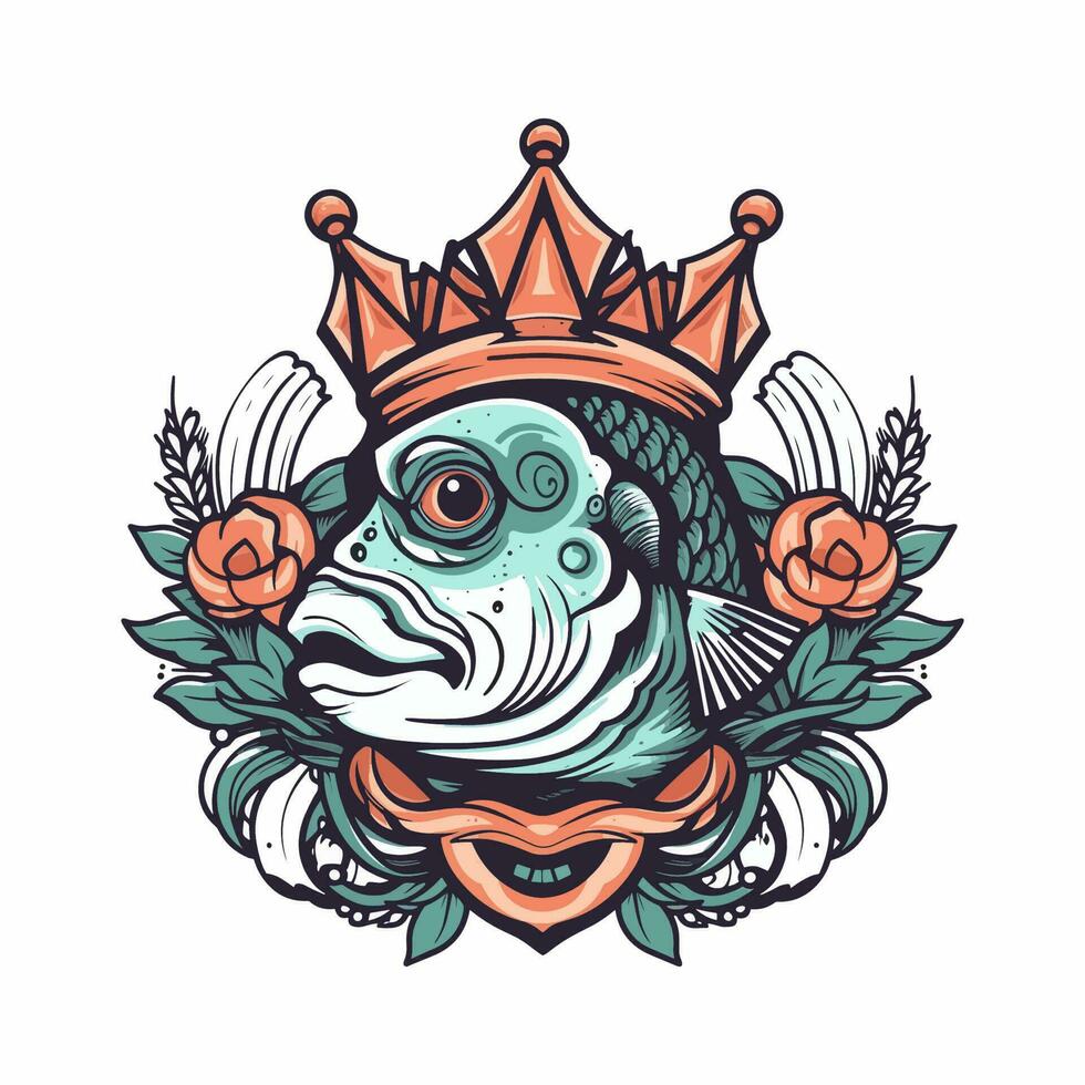 A beautiful fish surrounded by flowers in a logo illustration, perfect for a nature-inspired brand vector