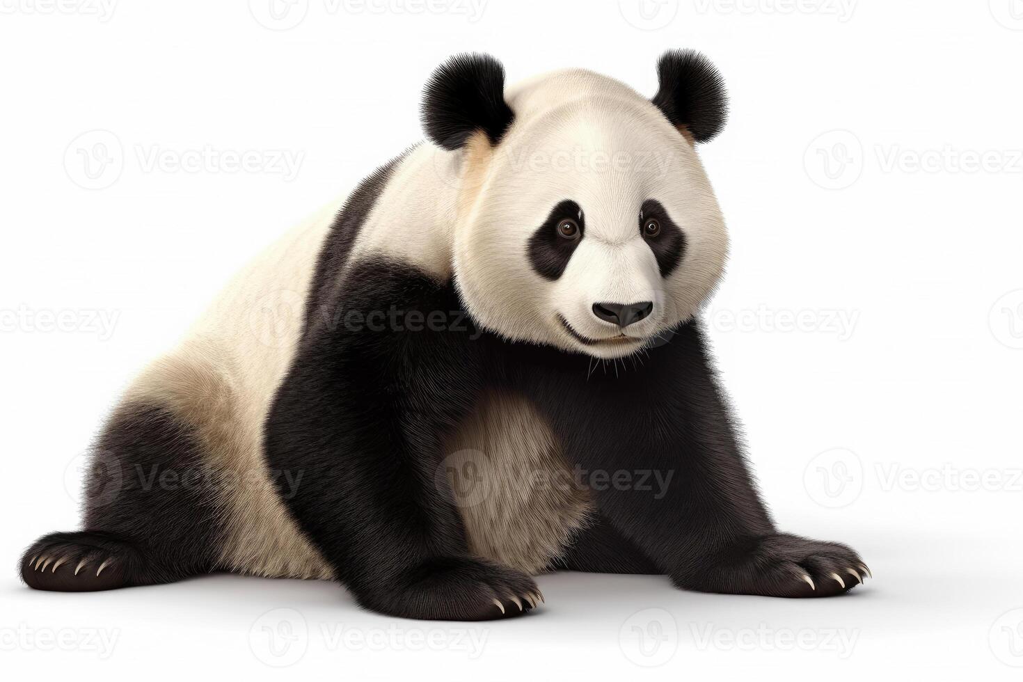 Panda bear isolated on white background, endangered bears specie, the wild animal with black and white hair, with . photo