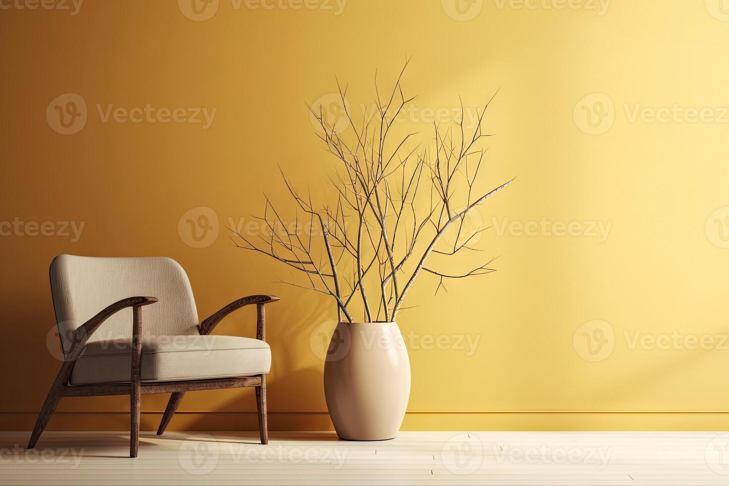 Minimal interior design living room with beige cozy tone style ...