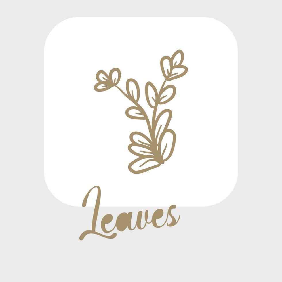 Line art leaves and outline leaf for beauty wedding invitation vector