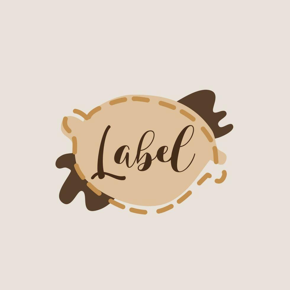 brown abstract shape label, vector, cute, set, design, frame, illustration, sticker, background, element, collection, banner, template, graphic, message, art, paper, isolated, vintage, note vector