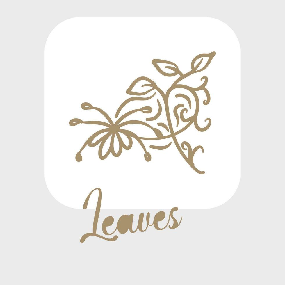 Line art leaves and outline leaf for beauty wedding invitation vector