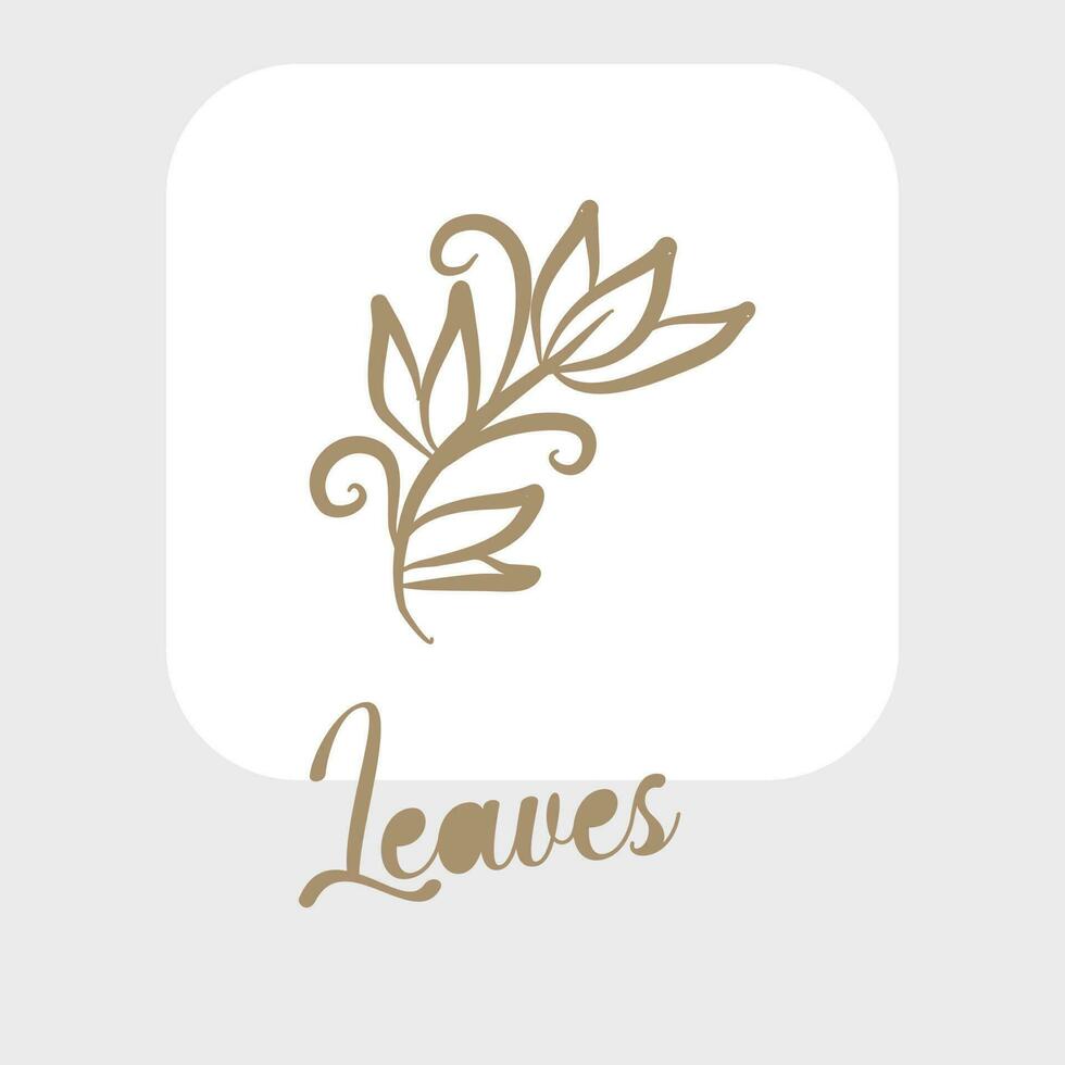 Line art leaves and outline leaf for beauty wedding invitation vector