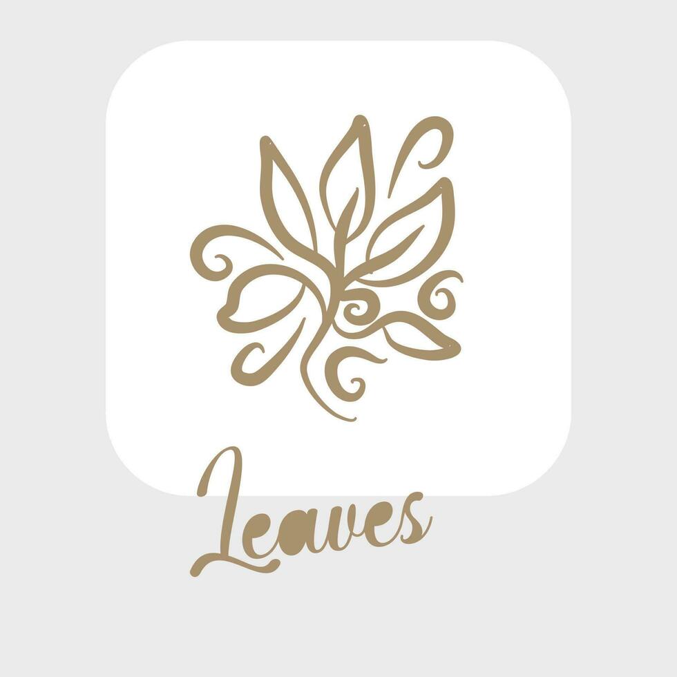 Line art leaves and outline leaf for beauty wedding invitation vector