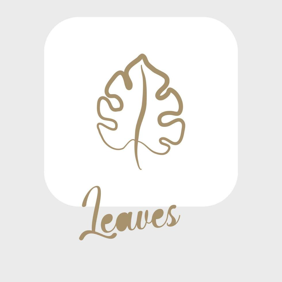 Line art leaves and outline leaf for beauty wedding invitation vector