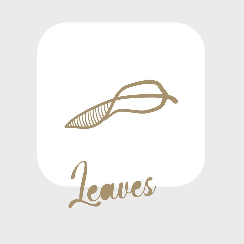 Set of hand drawn vector tropical leaves. Silhouettes of abstract branches in minimalistic flat style isolated on white background. Natural elements with a line for the design of patterns