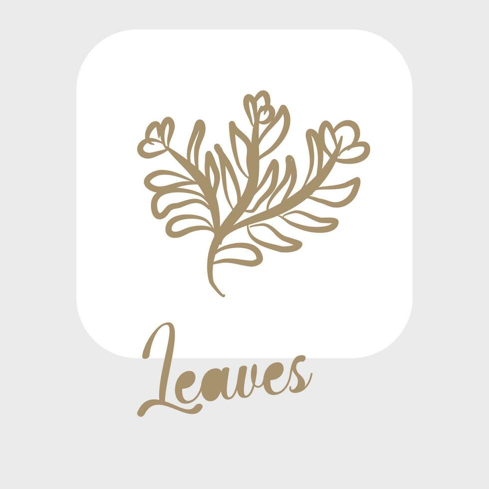 Line art leaves and outline leaf for beauty wedding invitation vector