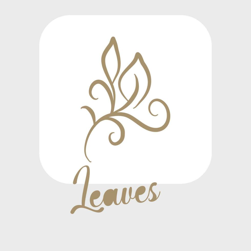 Line art leaves and outline leaf for beauty wedding invitation vector