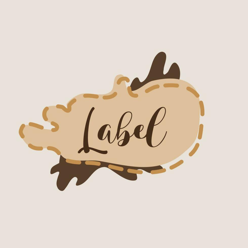 brown abstract shape label, vector, cute, set, design, frame, illustration, sticker, background, element, collection, banner, template, graphic, message, art, paper, isolated, vintage, note vector