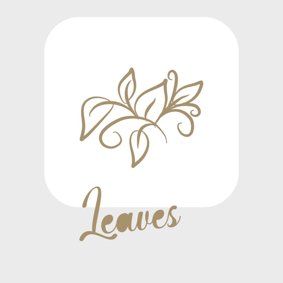 Line art leaves and outline leaf for beauty wedding invitation vector