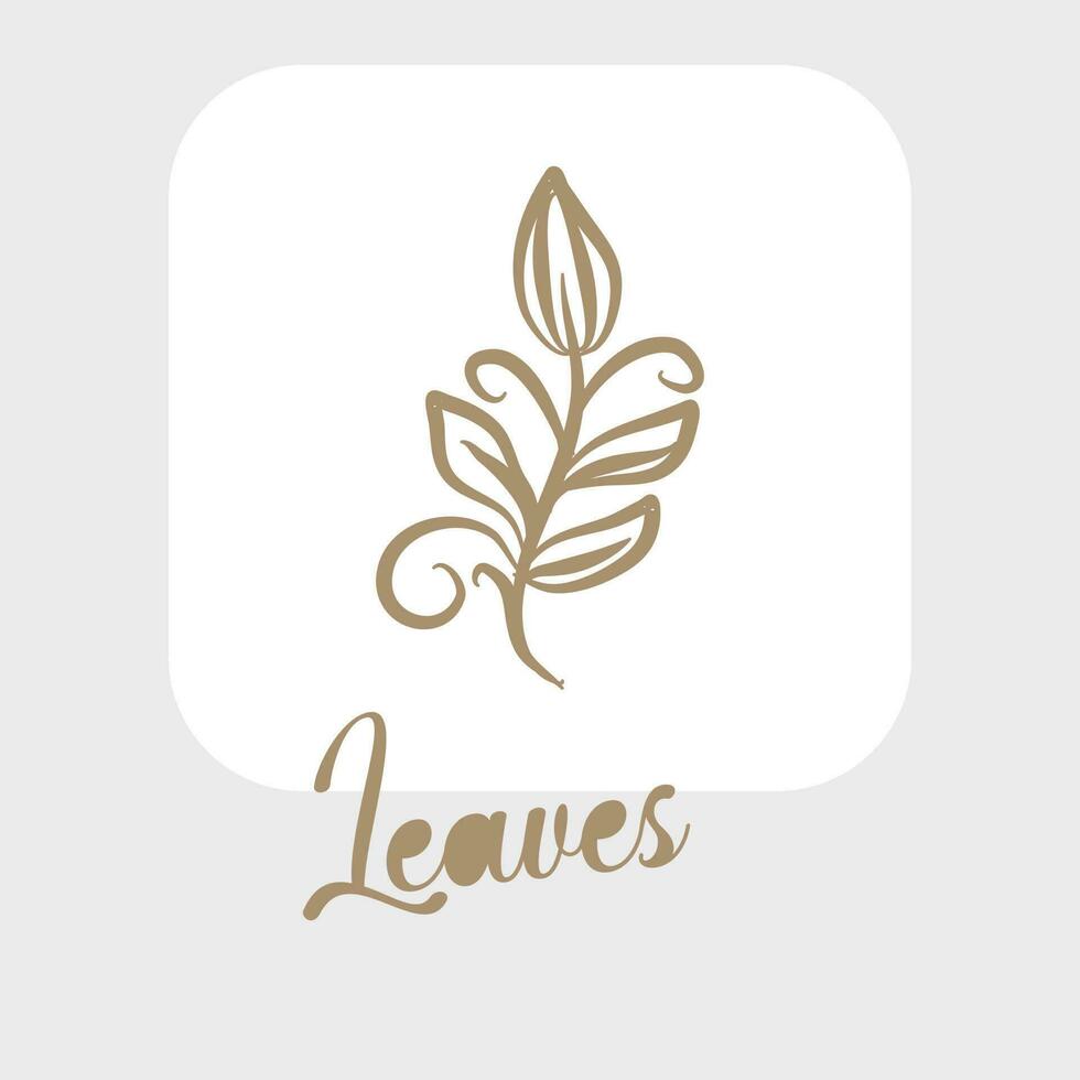 Line art leaves and outline leaf for beauty wedding invitation vector