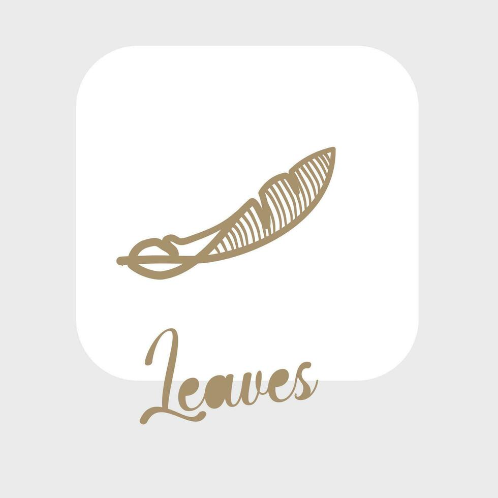 Set of hand drawn vector tropical leaves. Silhouettes of abstract branches in minimalistic flat style isolated on white background. Natural elements with a line for the design of patterns