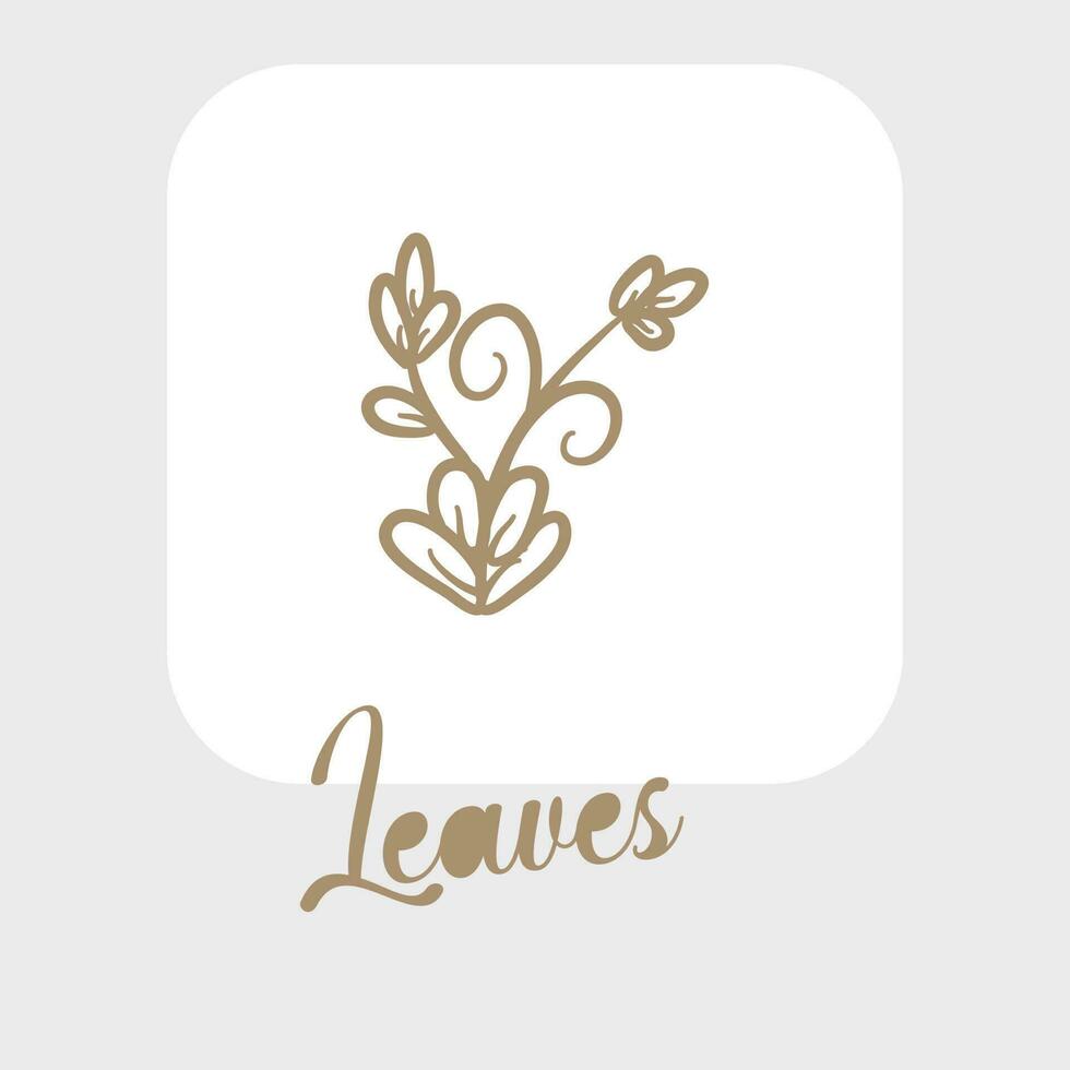 Line art leaves and outline leaf for beauty wedding invitation vector