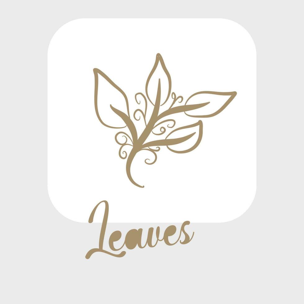 Line art leaves and outline leaf for beauty wedding invitation vector