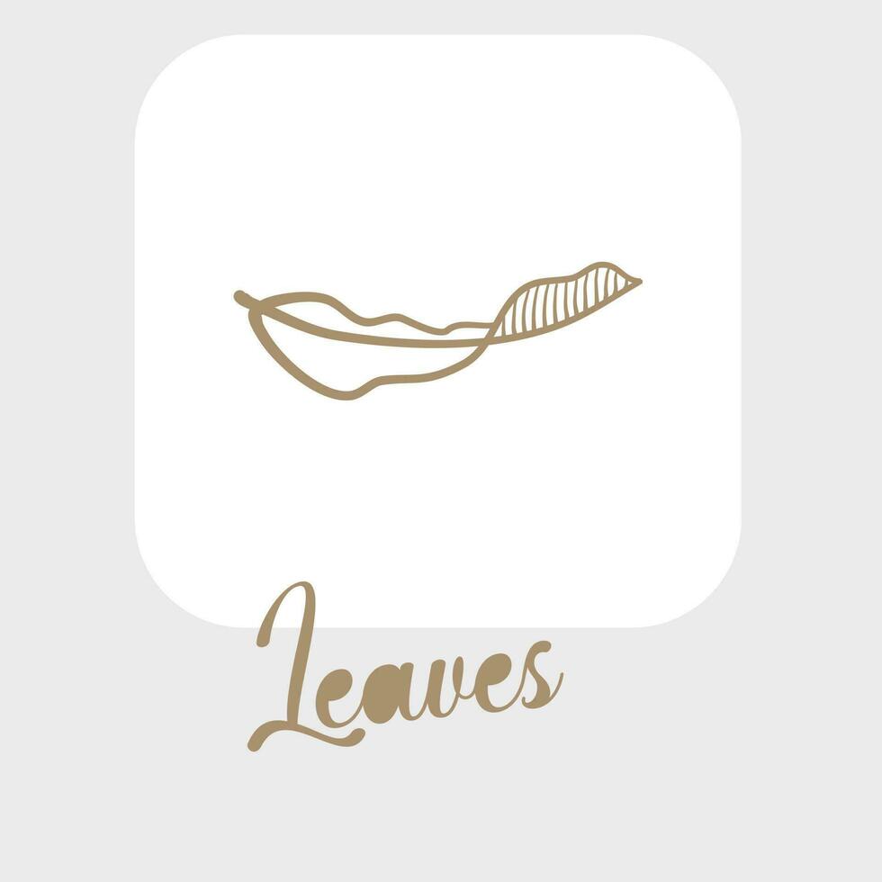 Set of hand drawn vector tropical leaves. Silhouettes of abstract branches in minimalistic flat style isolated on white background. Natural elements with a line for the design of patterns