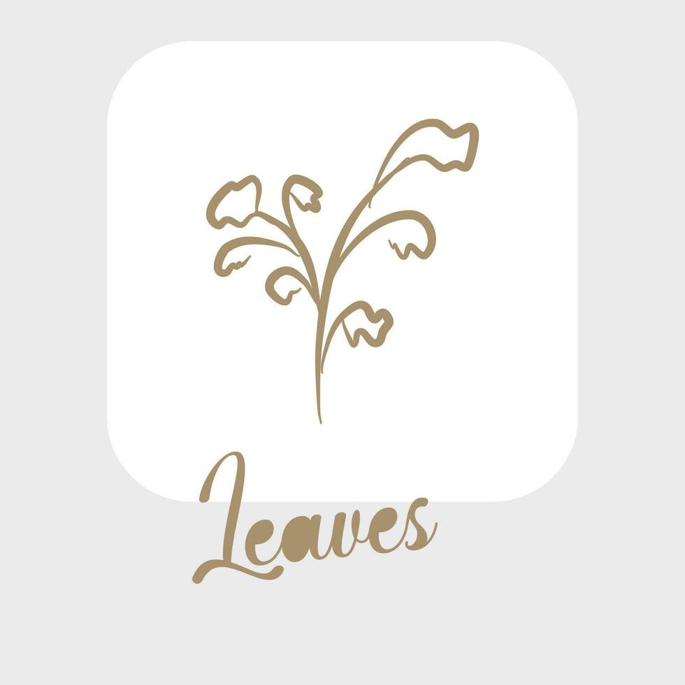 Line art leaves and outline leaf for beauty wedding invitation vector