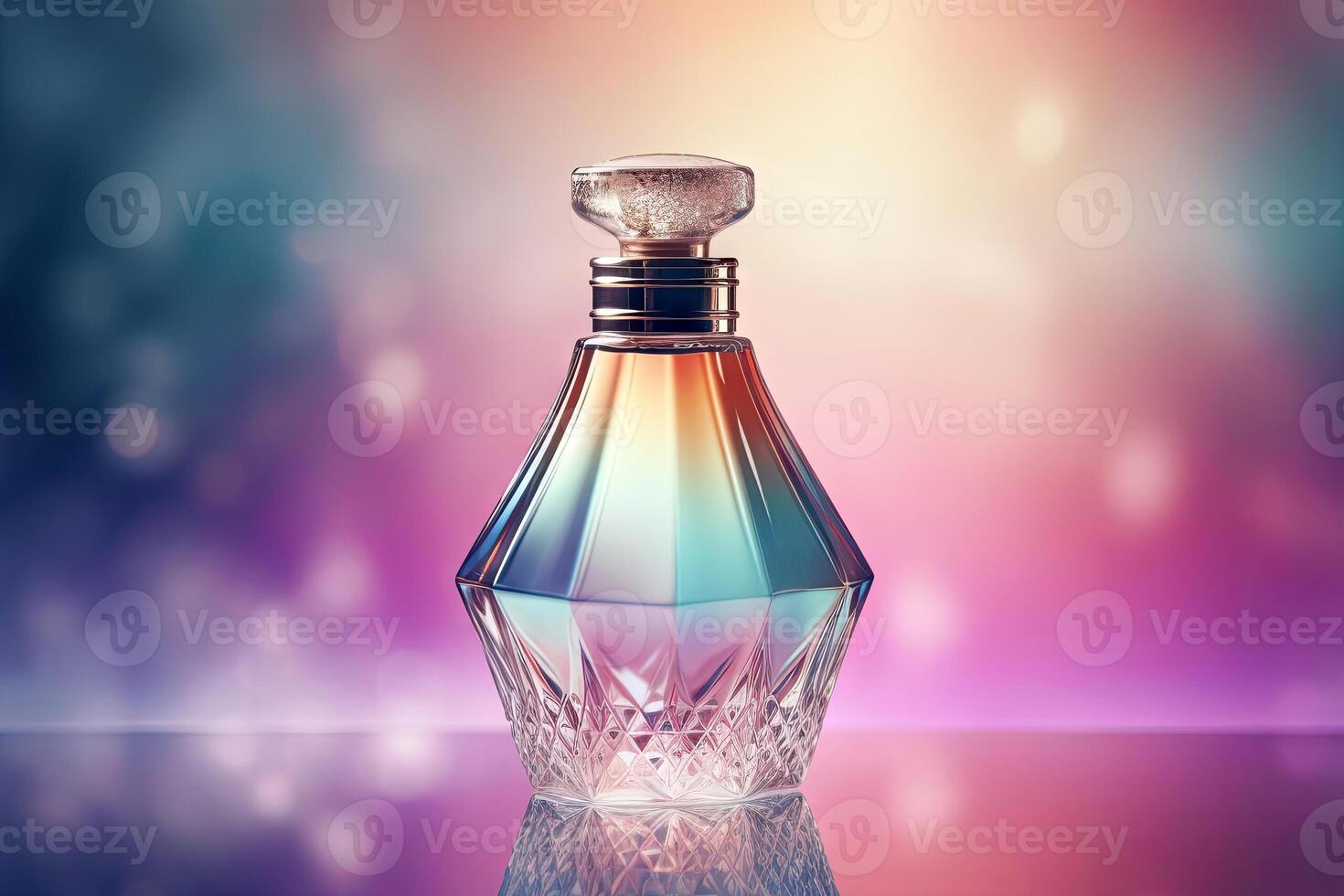 Close up of luxury perfume bottle with blurry bokeh light background Close up of luxury perfume bottle with blurry bokeh light background