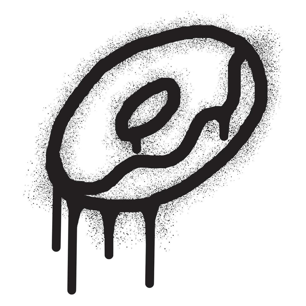 Graffiti donuts icon with black spray paint vector