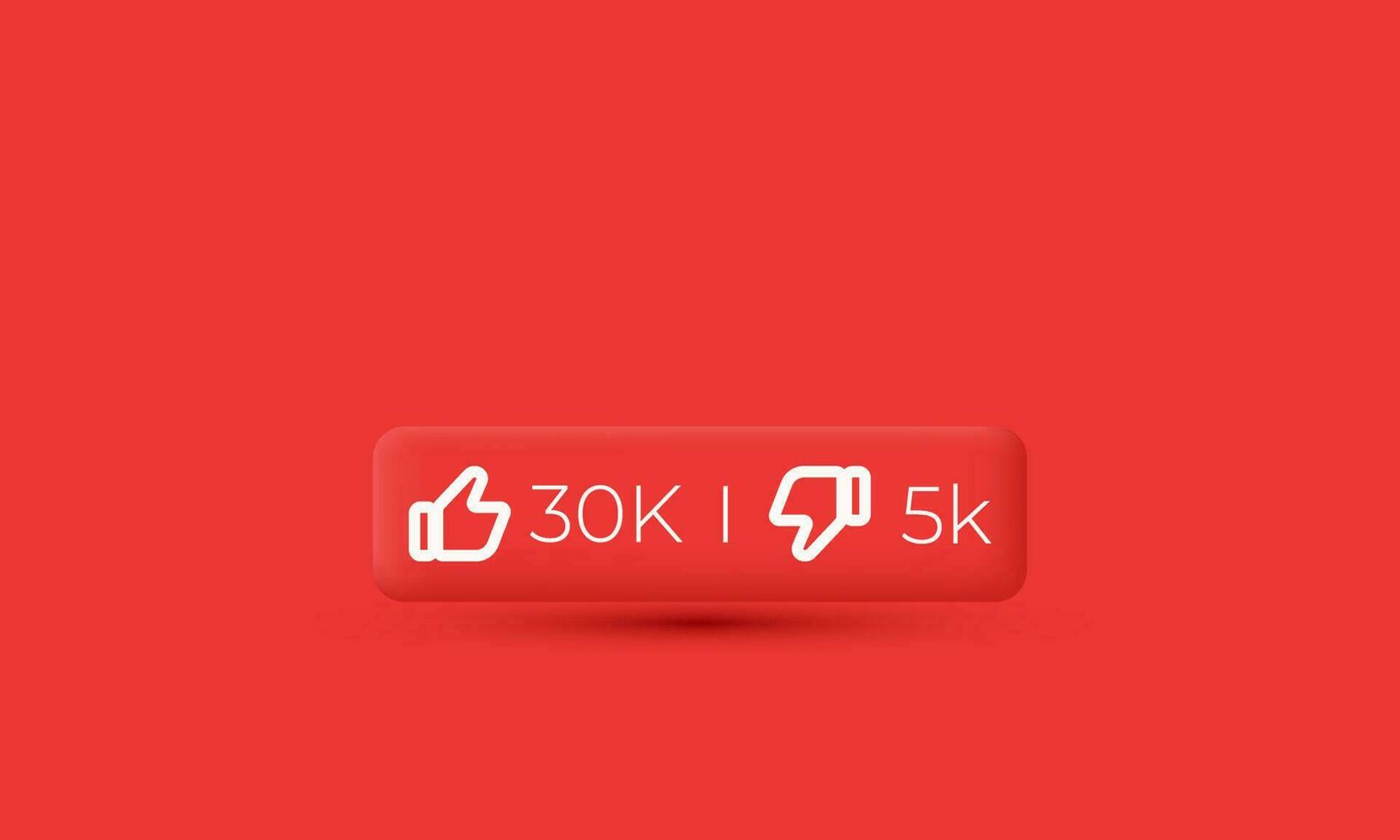 3d realistic cartoon red button like and unlike icon trendy modern style object symbols isolated on background vector