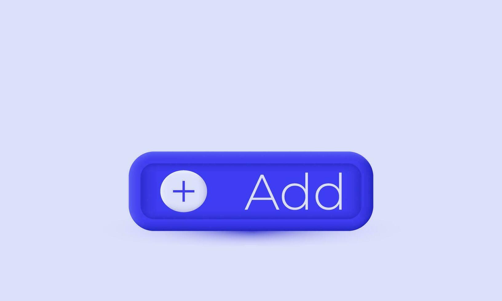 3d realistic cartoon button blue add plus icon trendy modern style ...