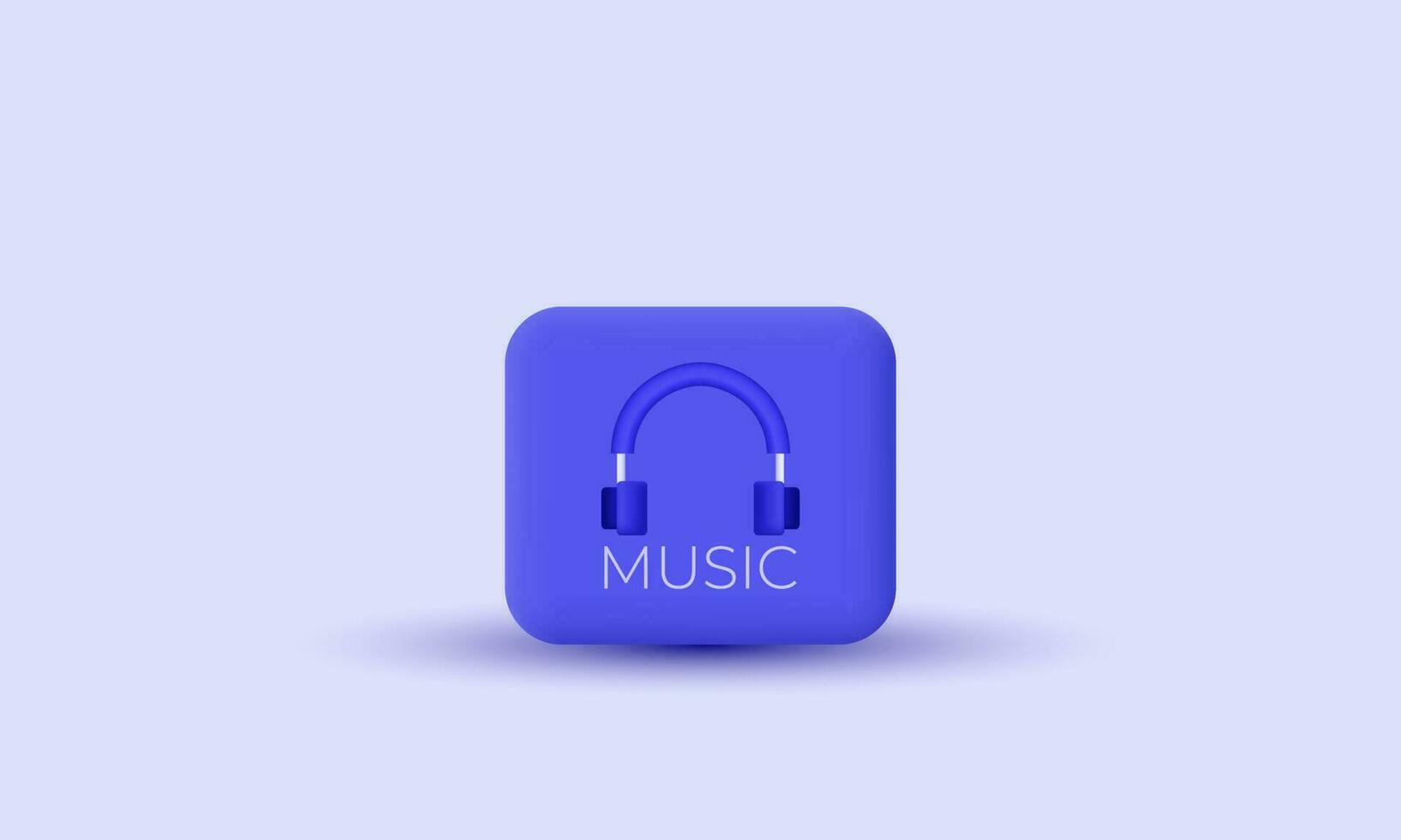3d realistic cartoon music headphones audio listening icon trendy modern style object symbols isolated on background vector