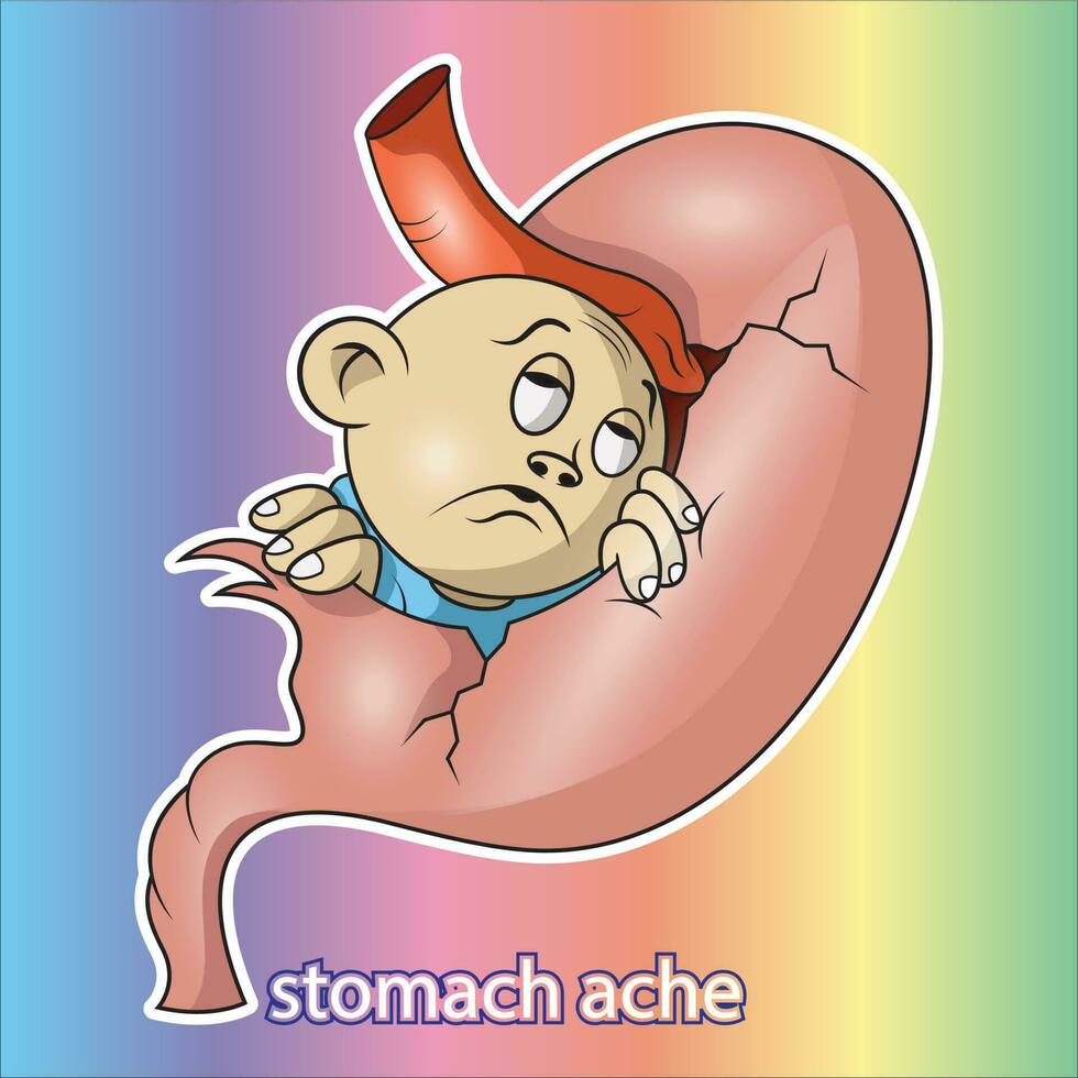 illustration vector graphic stomach ache