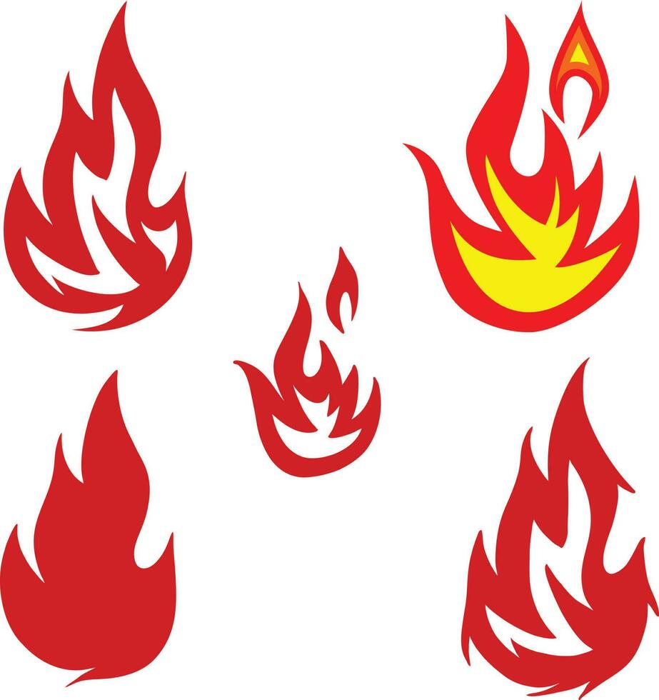 conjunto de fuego llamas vector ilustraciones