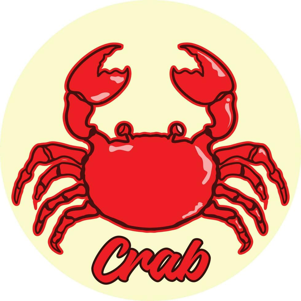 Crab vector illustration in simple flat style isolated on white