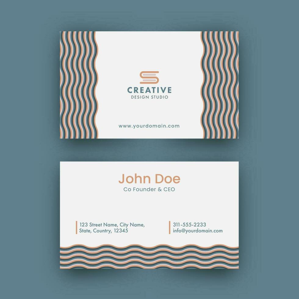 Front And Back View Of Creative Business Card Design With Wave Pattern. vector