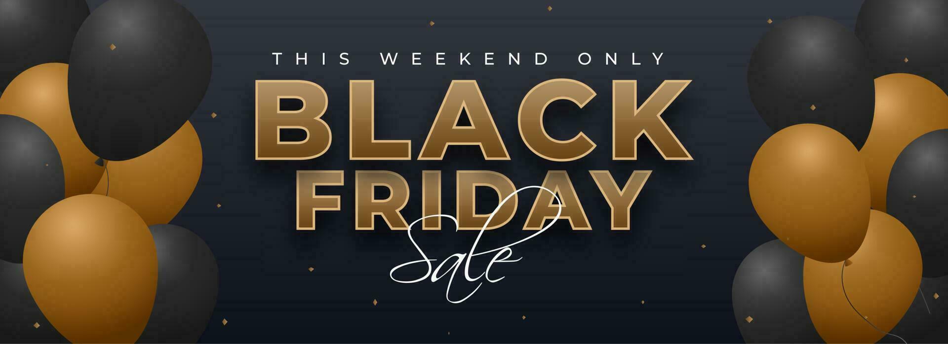 Black Friday Sale Header or Banner Design Decorated with Balloons in Two Color. vector