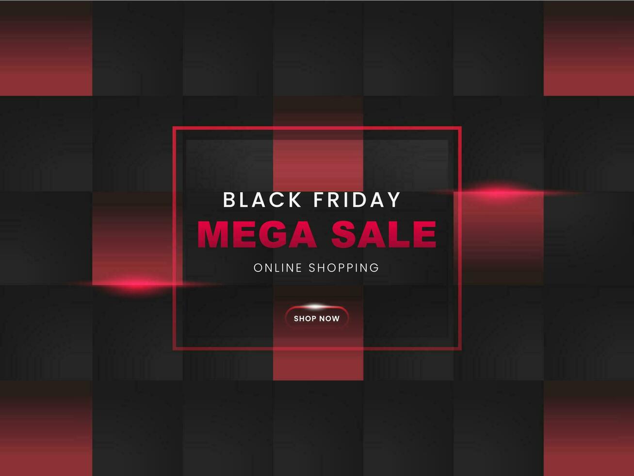 Black Friday Mega Sale Poster Design With Square Pattern. vector