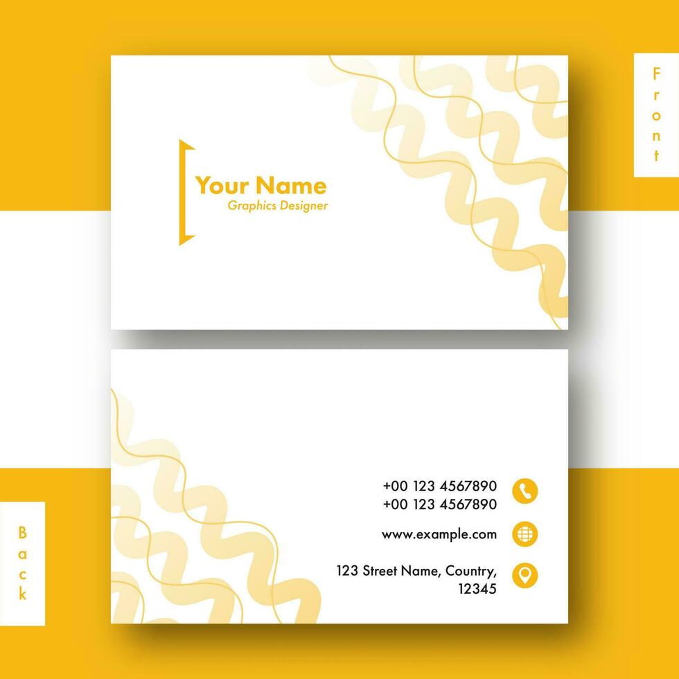 Horizontal Business Card Design In Front And Back View. vector