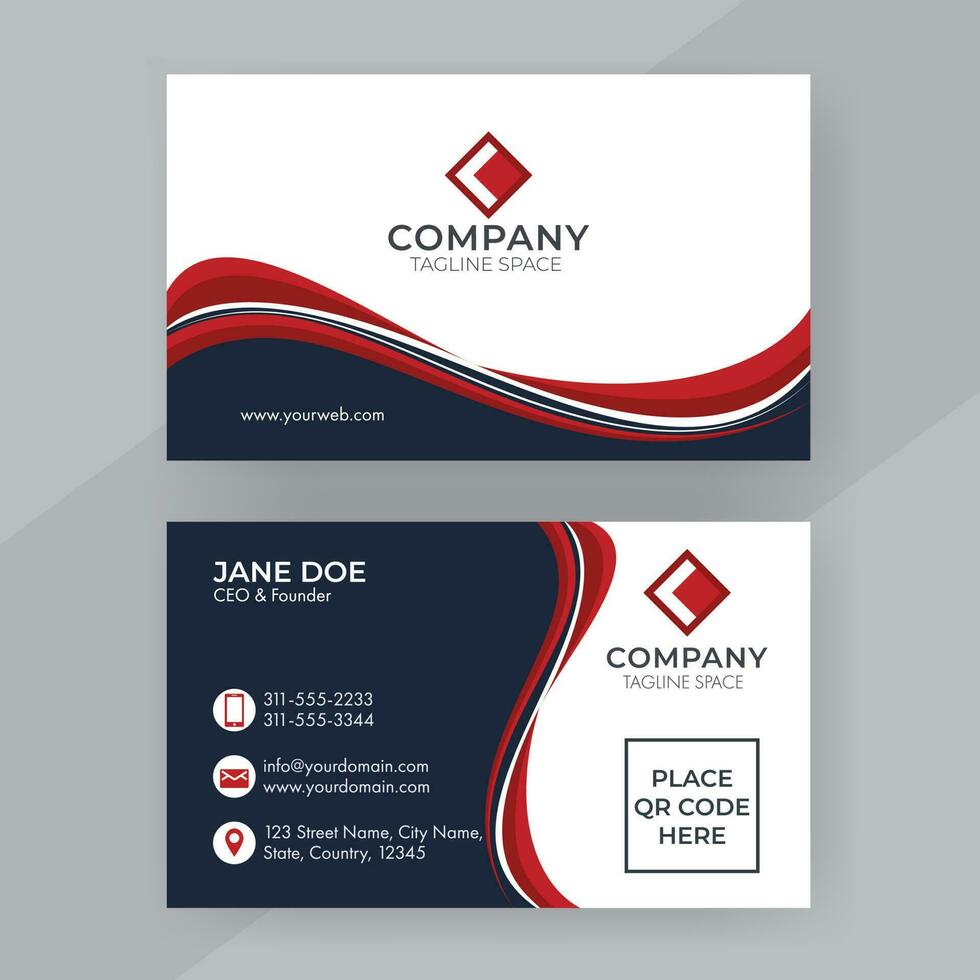 Horizontal Business Card Template Design In Front And Back View. 23814953 Vector Art at Vecteezy
