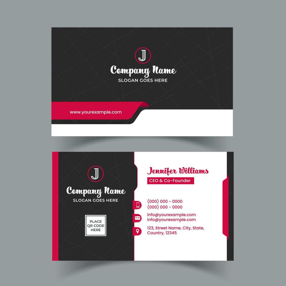 Modern Business Or Visiting Card Design On Grey Background. vector