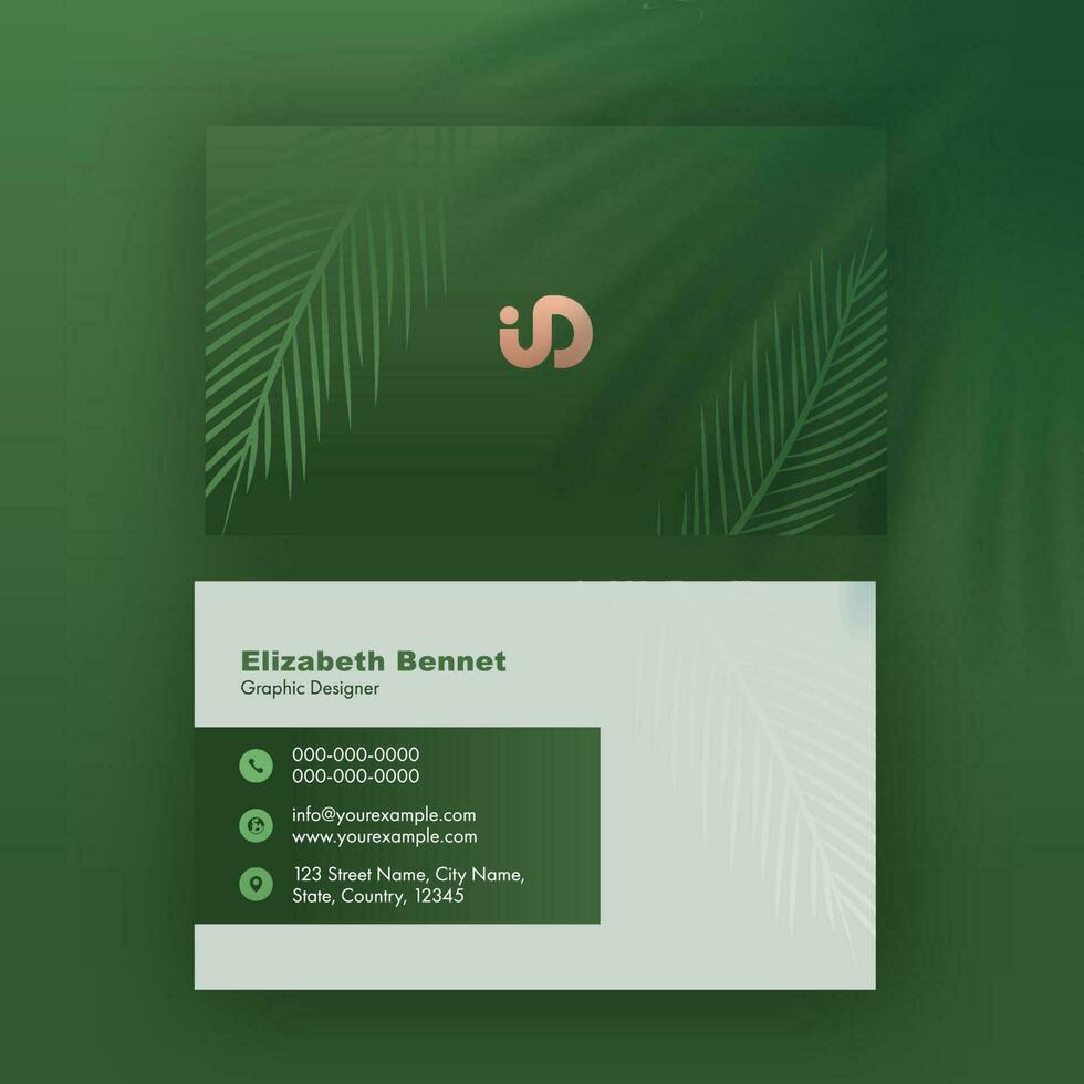 Horizontal Business Card Template Layout With Double-Sides Presentation. vector