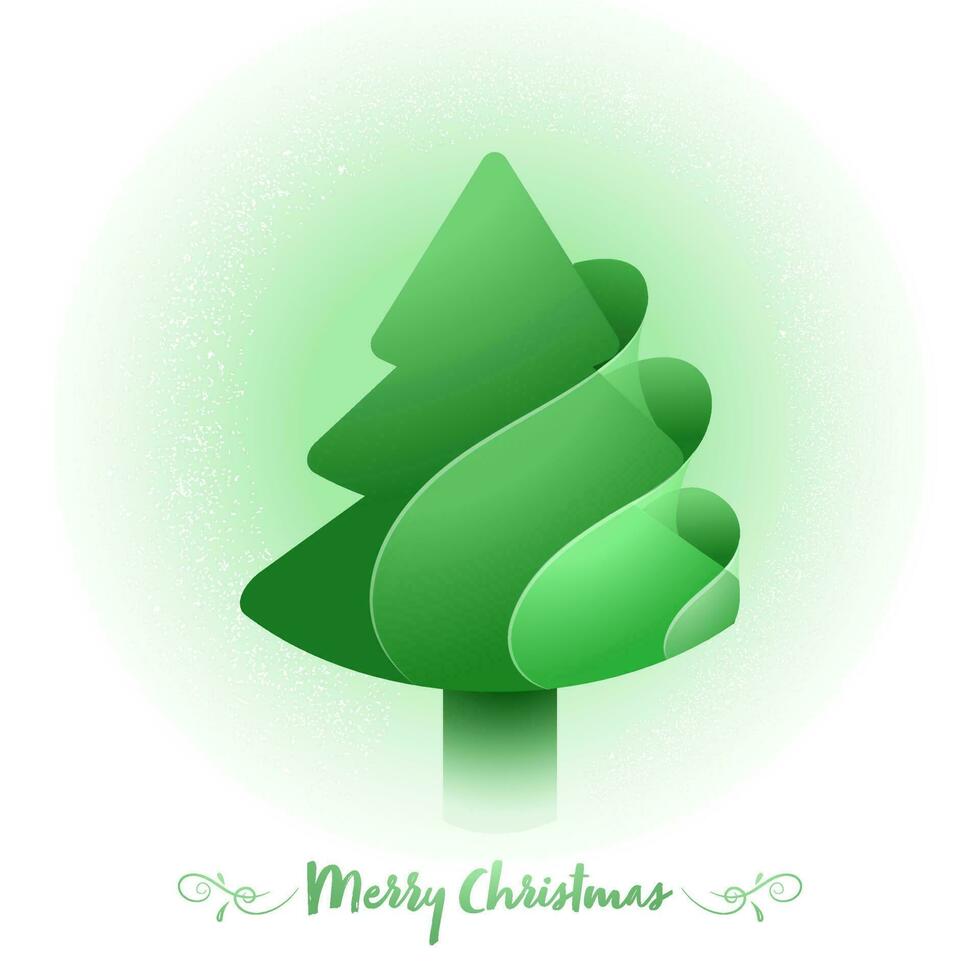 Green Xmas Tree and Noise Effect on White Background for Merry Christmas Celebration. vector