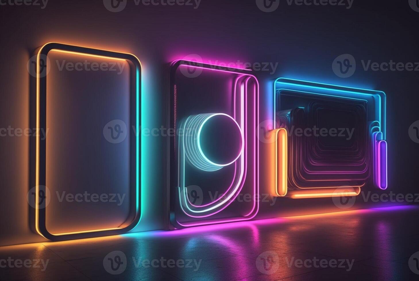realistic background with neon light. photo