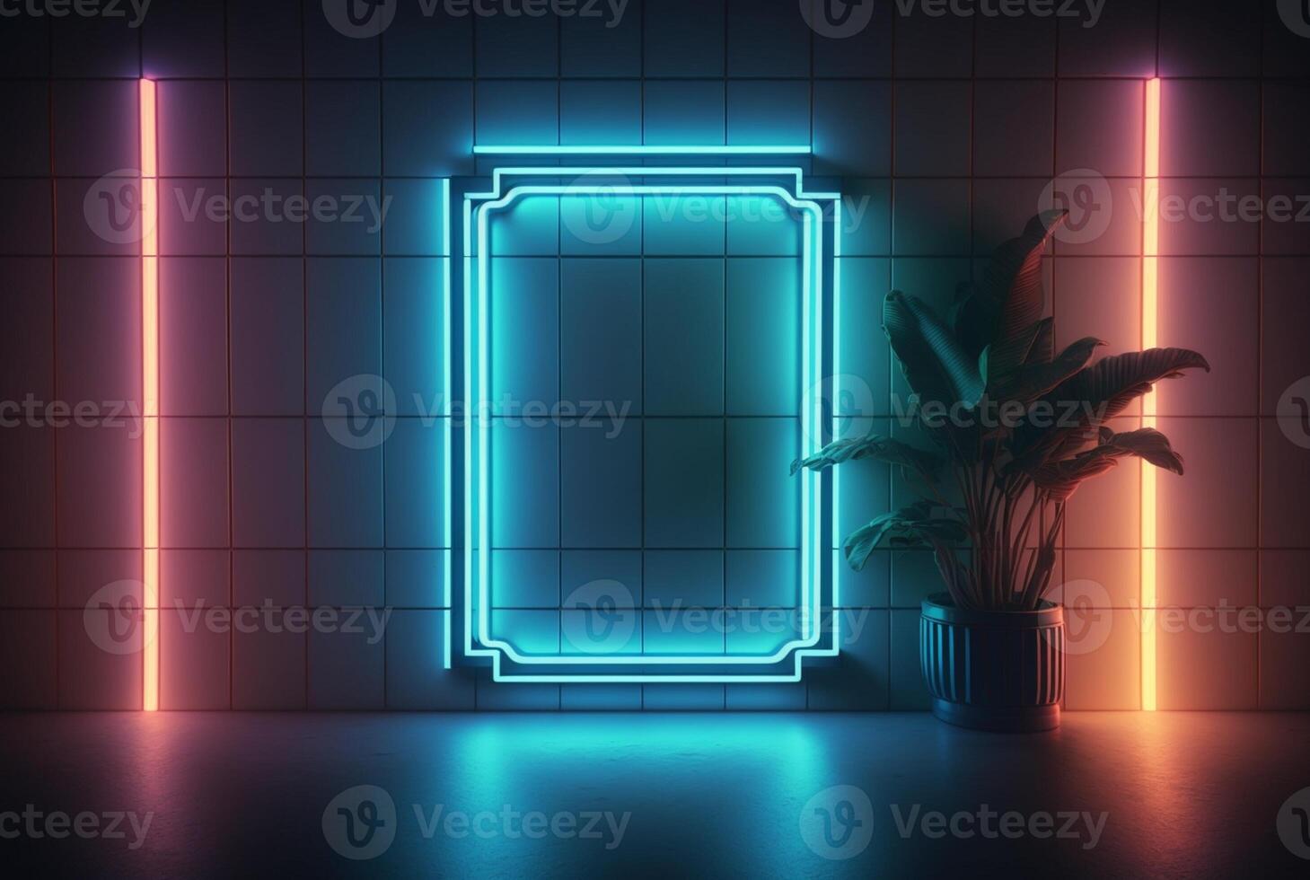realistic background with neon light. photo