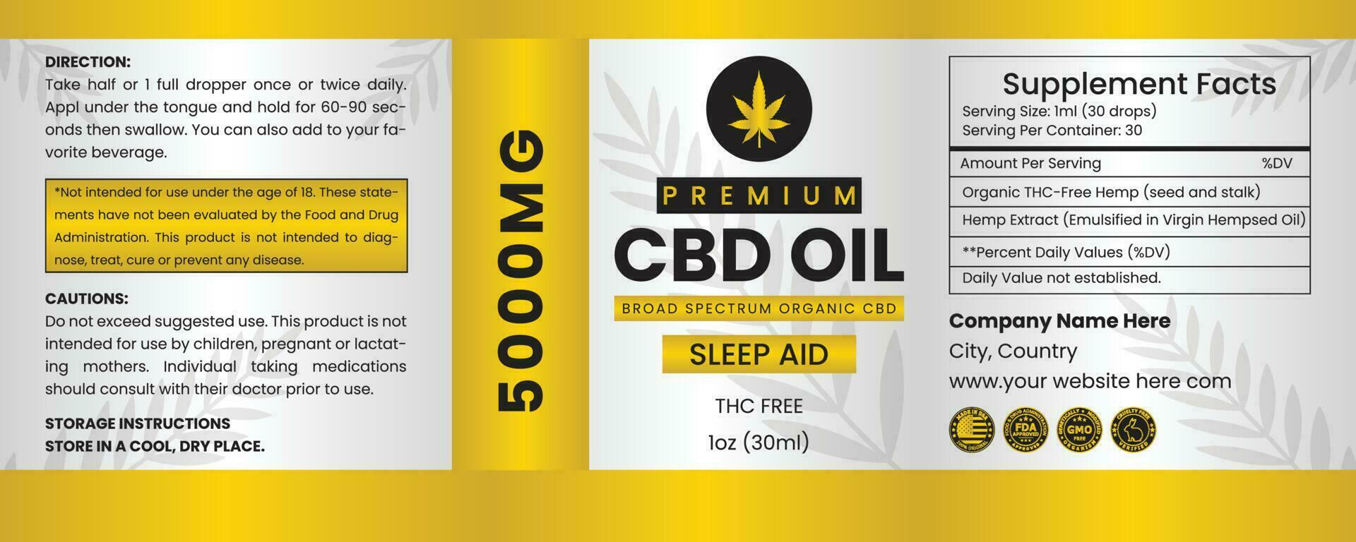 CBD Label Design Template, CBD Dropper Bottle Oil, Hemp Oil Label Template, Supplement Label Design, Product Packaging Design, Extract From Hemp, Bottle Label Design Vector Illustration