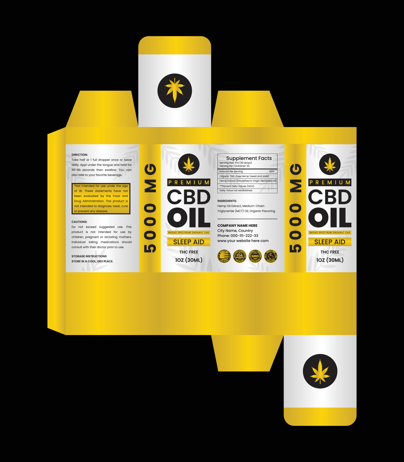 CBD Box design template for CBD label design, Product Packaging Design