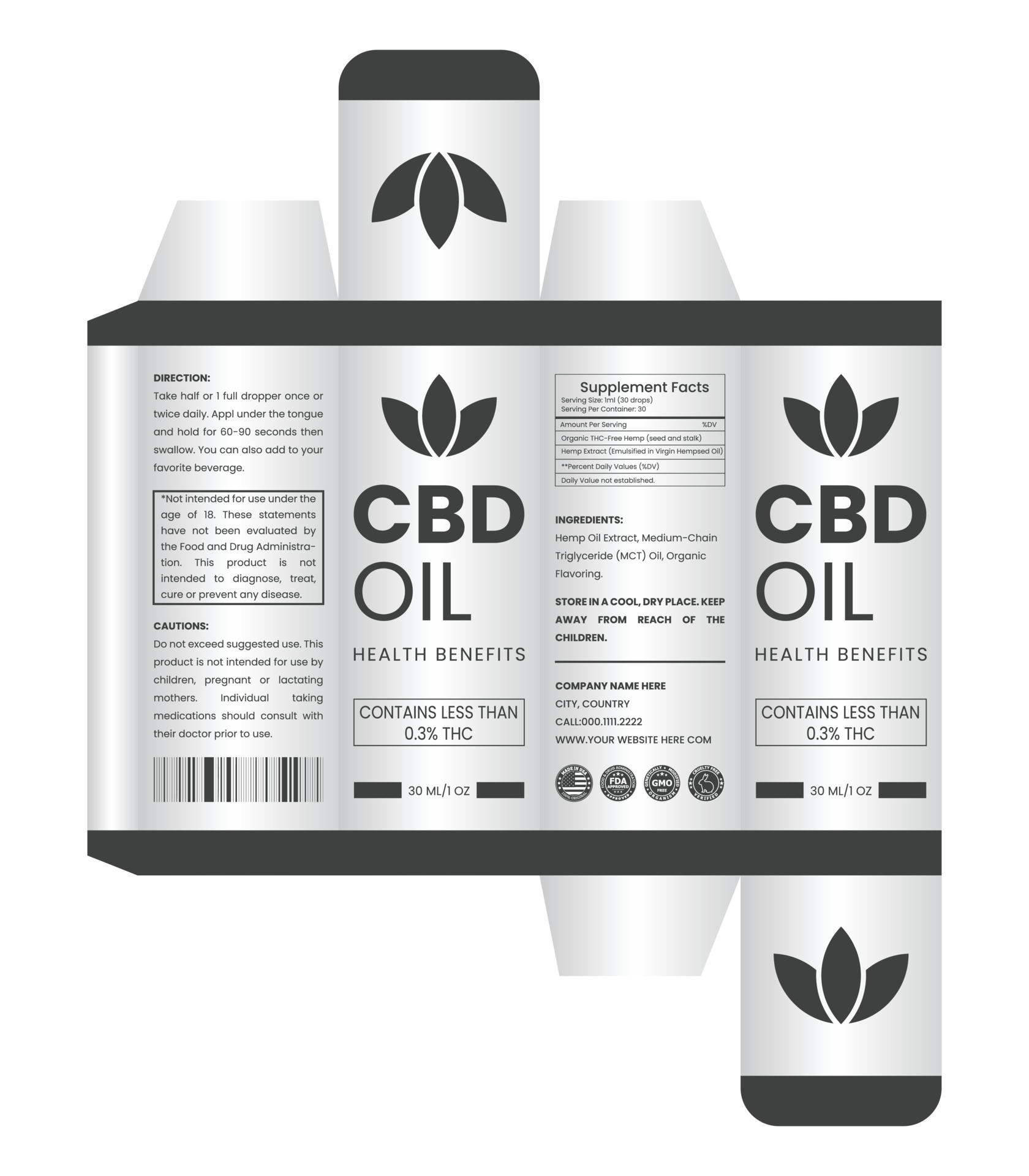 CBD Box design template for CBD label design, Product Packaging Design
