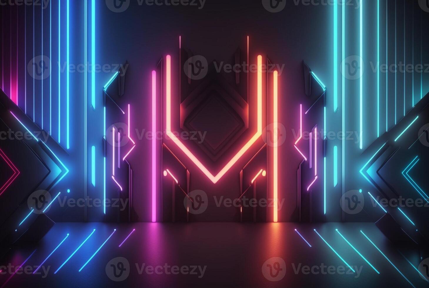 realistic background with neon light. photo