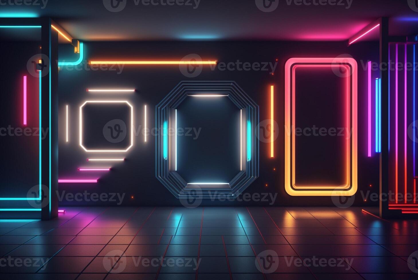 realistic background with neon light. photo