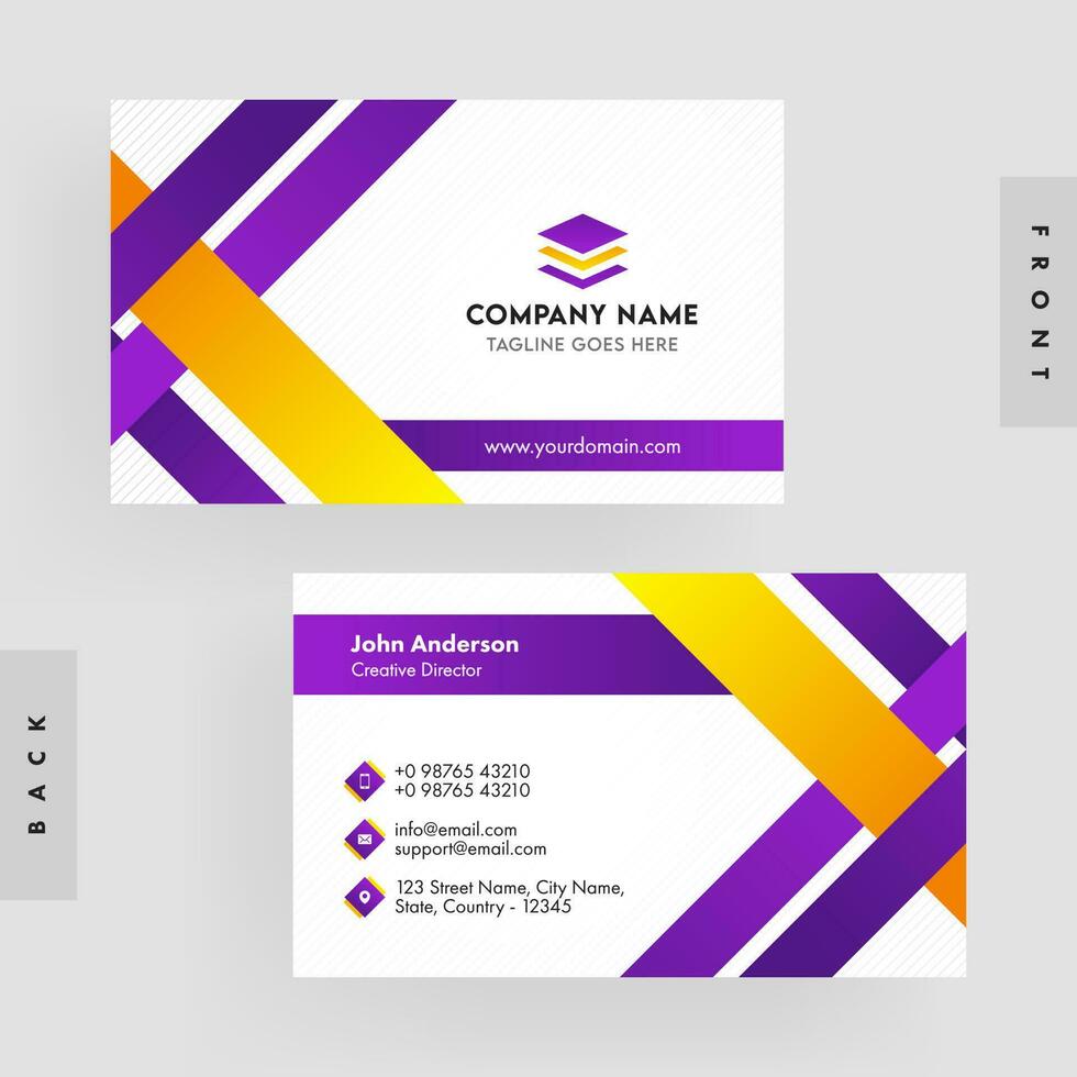 Business or Visiting Card Design In Front and Back Presenting. vector