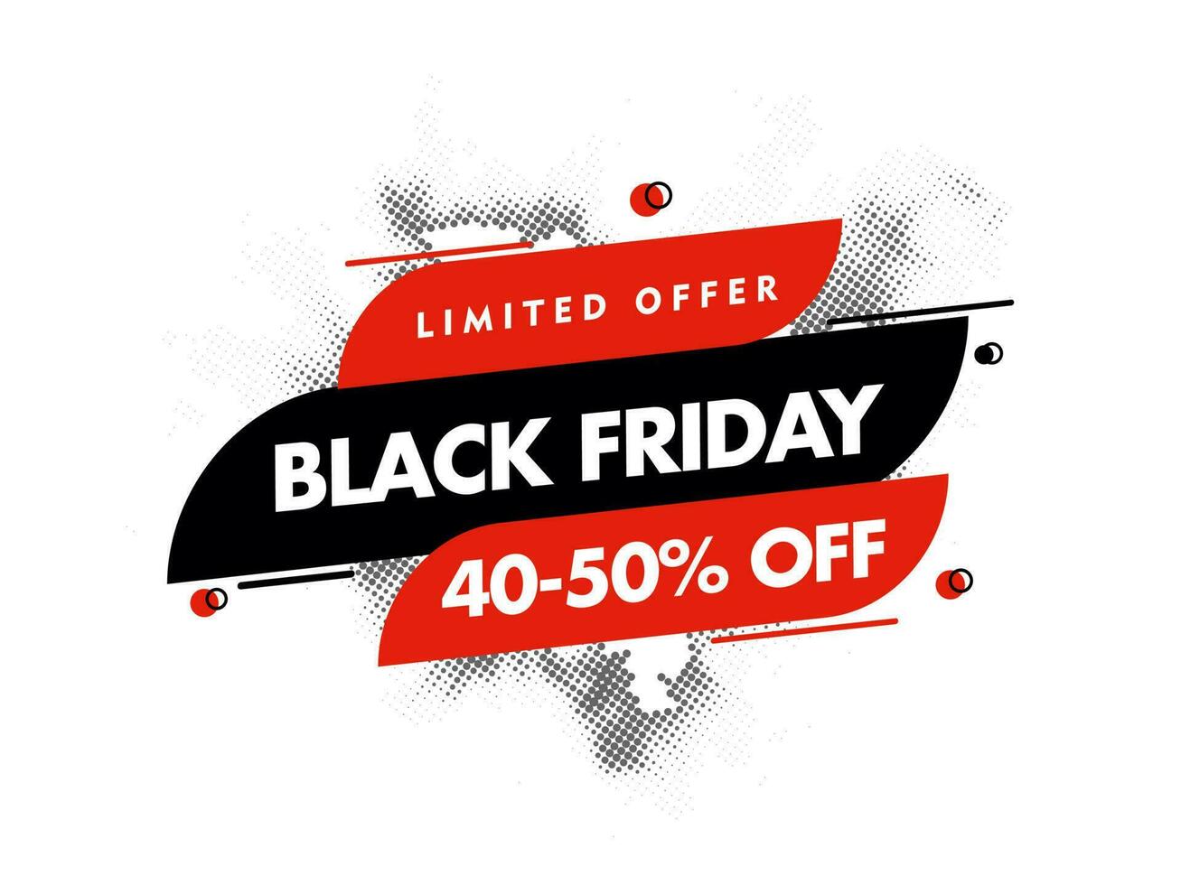 Black Friday Poster Design with Discount Off on Halftone Effect White Background for Sale. vector