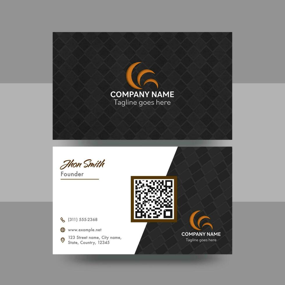 Business Or Visiting Card Design In Black And White Color. vector