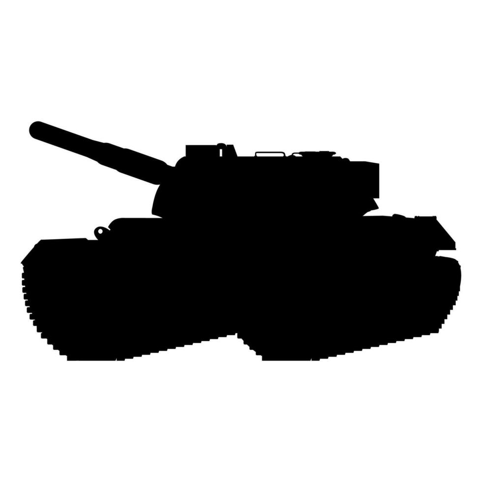 German Leopard I main battle tank silhouette. Military vehicle. Vector illustration isolated on white background.