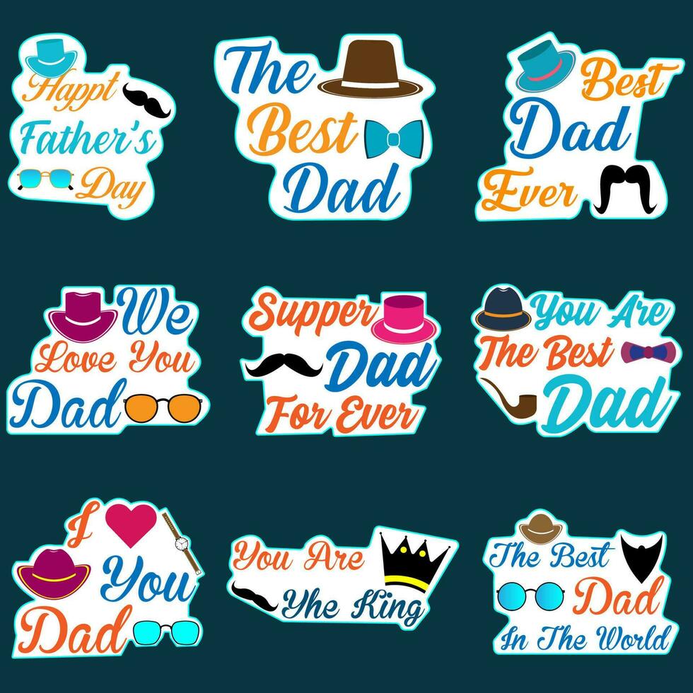 Unique And Modern Fathers Day Clipart Design Template vector