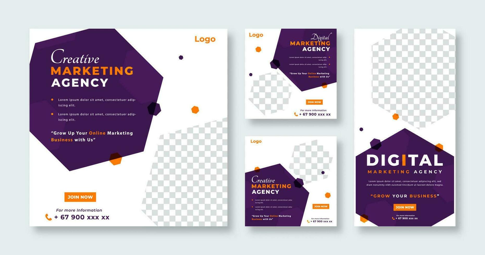 Digital Marketing Agency Social Media Post for Online Marketing Promotion Banner, Story and Web Internet Ads Flyer vector