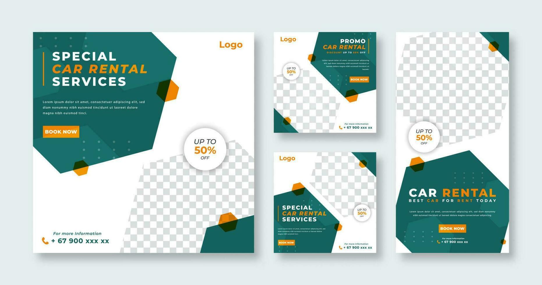 Car Rental and Services Social Media Post for Online Marketing Promotion Banner, Story and Web Internet Ads Flyer vector